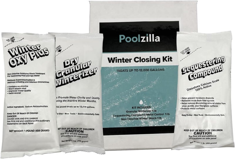 Poolzilla 12,000 Gallon Winterizing Kit, Closing Kit for Above and In-Ground Pools, Includes 1 LB of Granular Winterizer, Sequestering, Non-Chlorine Shock - Image 1